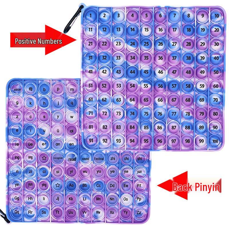 24cm Silicone Rainbow Kids' Learning Toy: Letters, Numbers, Multiplication Pop-It Fidget