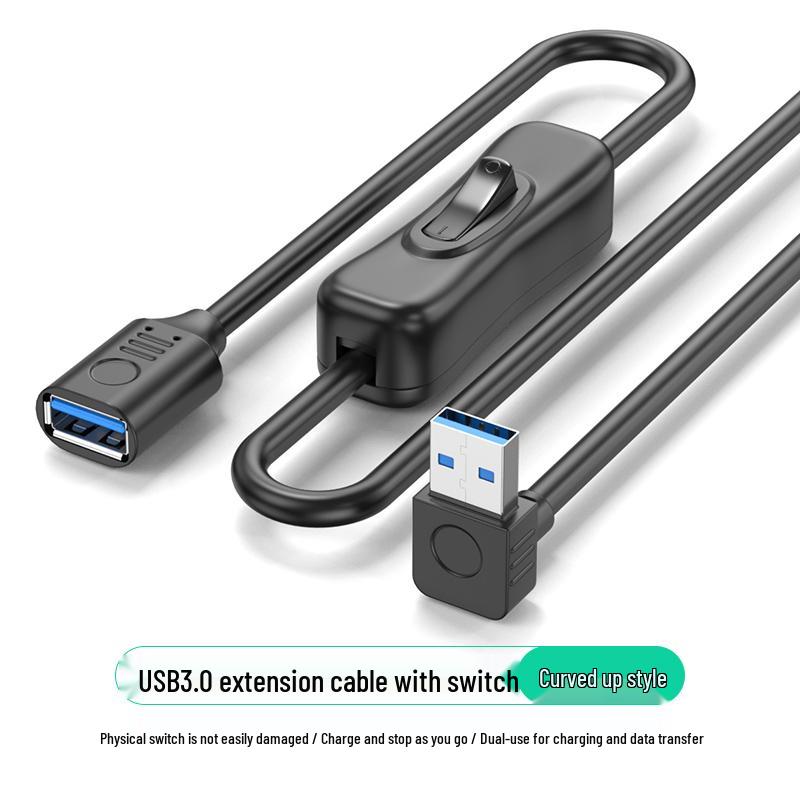 Futa USB 3.0 Extension Cable with Switch, Male To Female for Small Fan, Desk Lamp, Dashcam, or Data Power Supply, 90cm