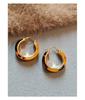 Silver Needle Retro Resin Geometric Round Oval Pendant Earrings Maillard Style Stud Earrings Niche Design Earrings Women