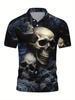 Halloween Men's Short Sleeve Polo Shirt with Flat Digital Print Pattern - No Texture