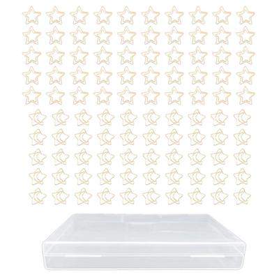100 Pcs Paper Clips Portable Small Anti Slip Cute Star Moon Shape Electroplating Gold Metal Office