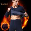 2Pcs/Set Men Warm Suit O-Neck Long Sleeve Tops Elastic Waist Long Pants Set Solid Color Plush Lining Pajamas Set