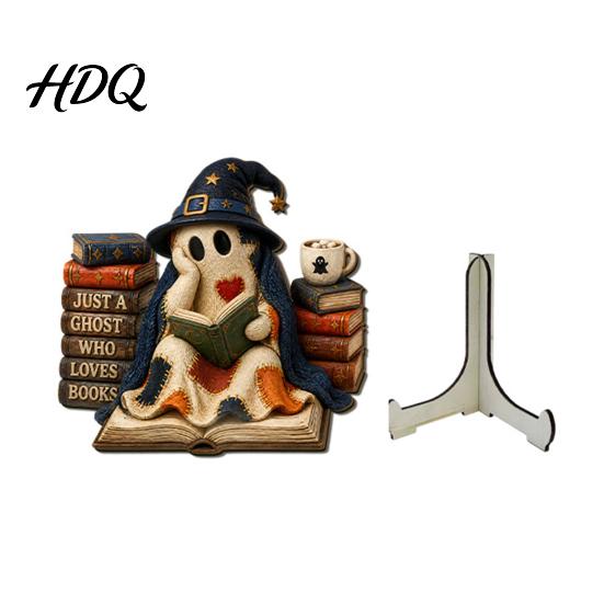 Reusable Halloween Party Supplies Cute Ghost Ornament, Cartoon Festive Wooden Statue, Natural Wood Hanging Ornaments Creative Ornament for Home