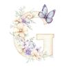 Floral Letter G With Butterfly Poster Floral Letter G With Butterfly Poster, 40X50 Cm, Gold Aluminum Frame, 230 Gsm Matte Paper