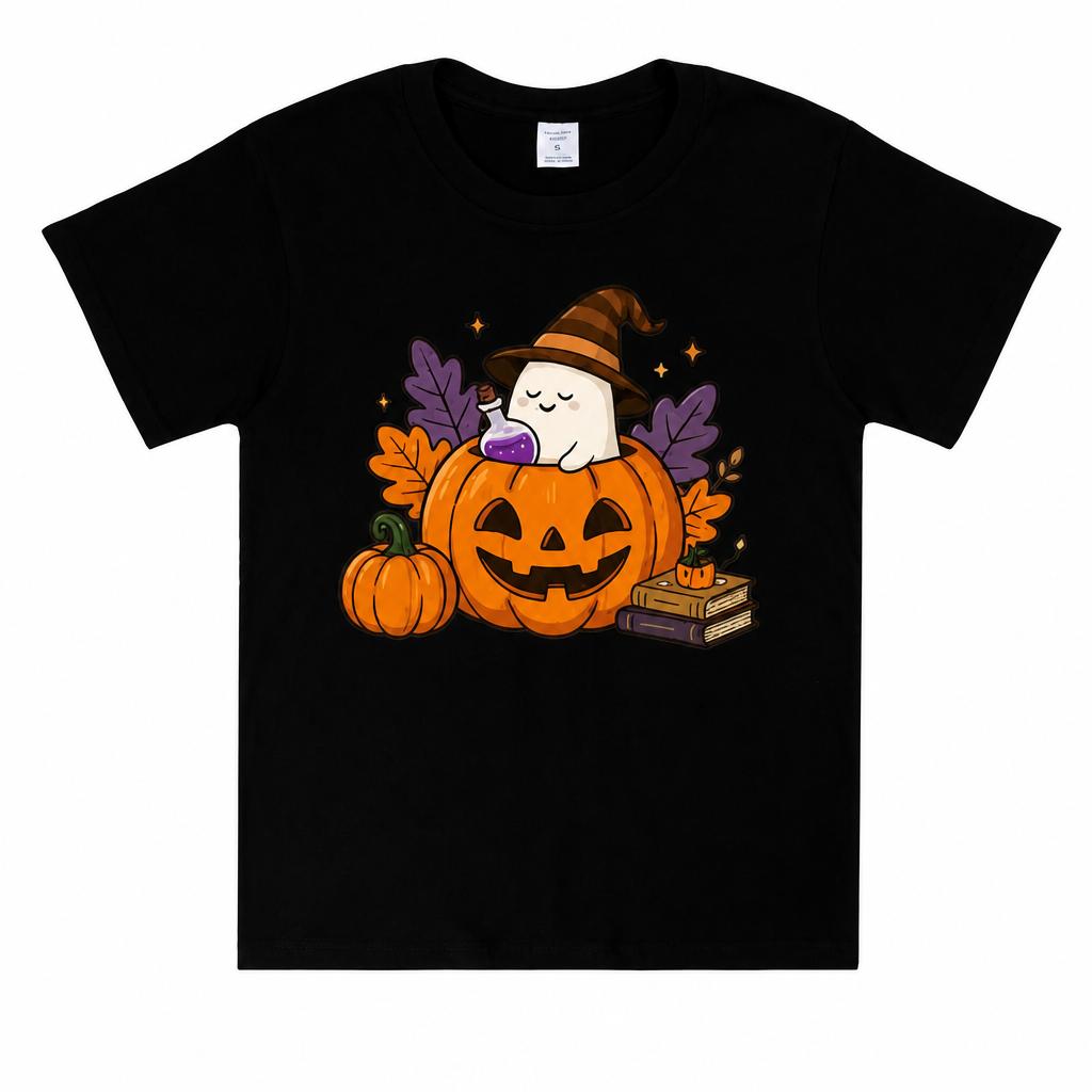 100 Cotton Halloween Tshirt Cute Witch Ghost In Pumpkin Potion Maple Leaf Book Graphic Casual Crew Neck Short Sleeve Tee