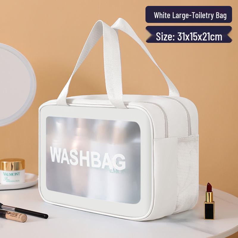 Large Waterproof Frosted Makeup Bag with Wet/Dry Separation, Portable Handheld Design