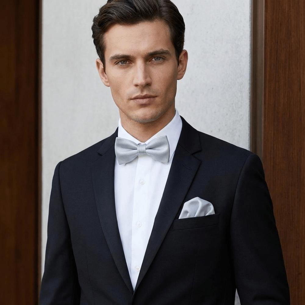 Polyester Pocket Square Set Collar Wedding Accessory Set Corsage Set Bow Tie Set Banquet