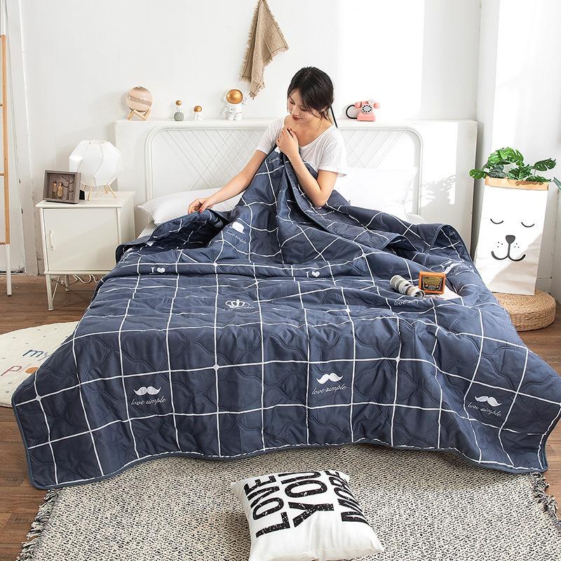 Lit d'été matelassé simple et double, léger, noyau de couette imprimé, climatisation, couette double, queen size, couette fine à carreaux