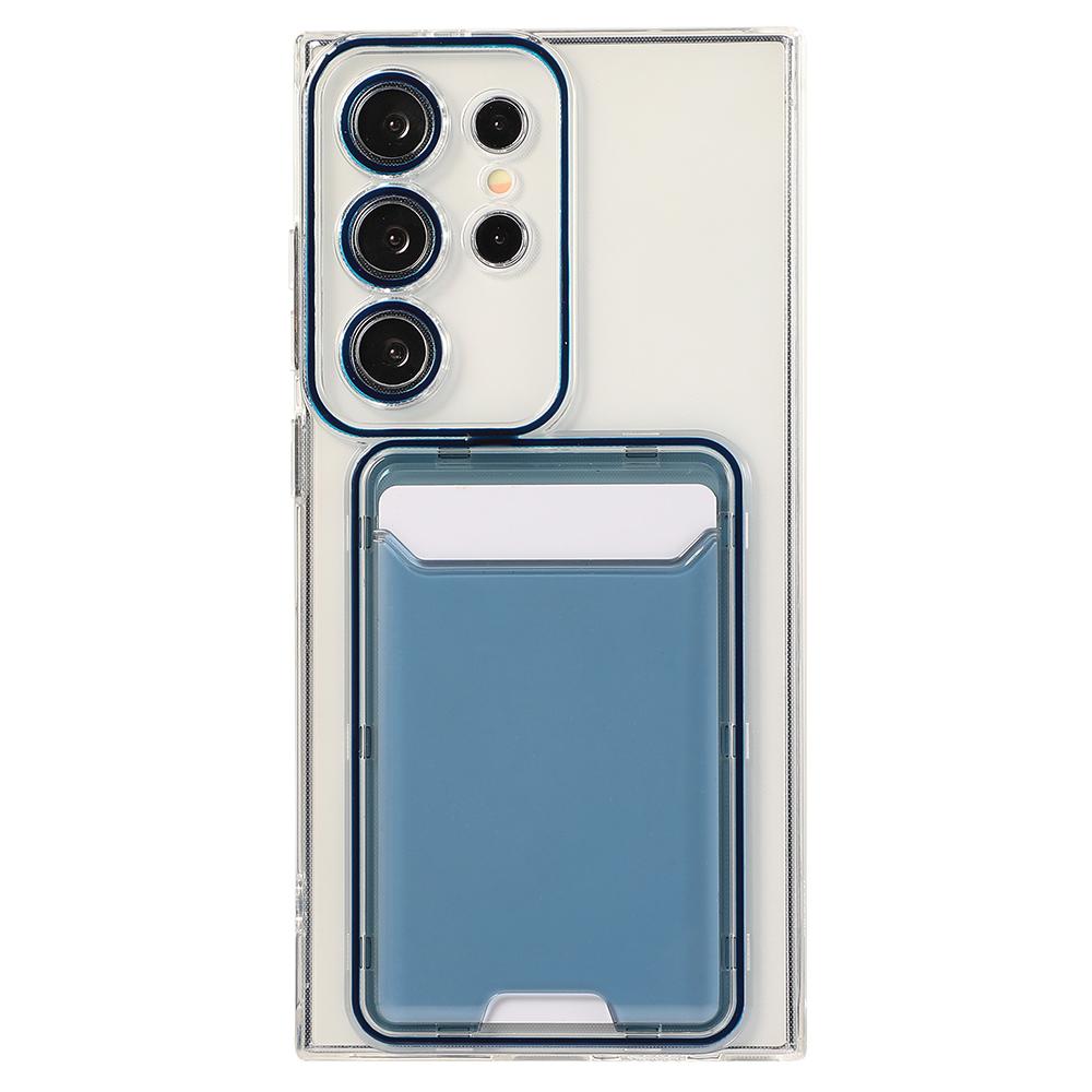 For Samsung Galaxy S22 Ultra 5G Case Transparent TPU Card Holder Phone Cover