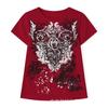 Slim-fit T-shirt met korte mouwen en print uit 2025 met Y2K-thema: Stijlvolle Europese en Amerikaanse retro mode voor vrouwen