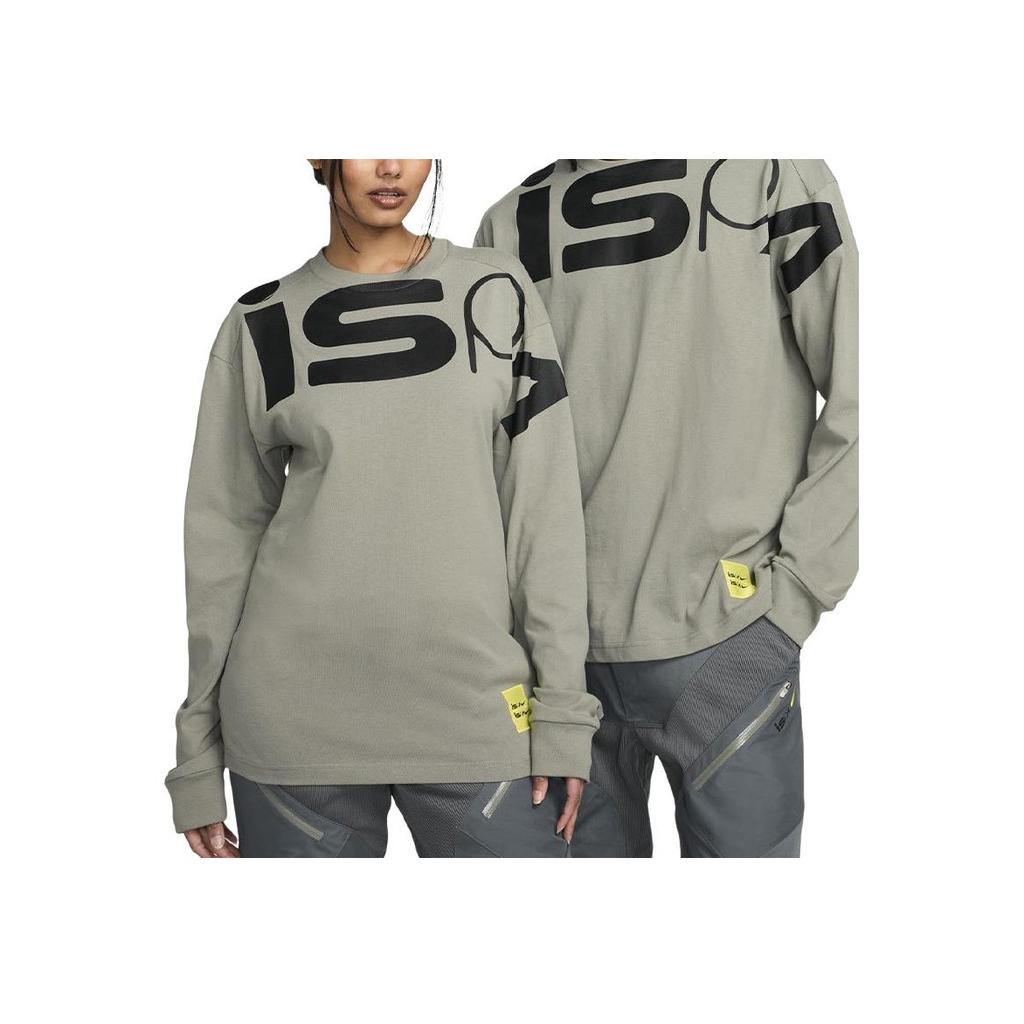 Nike ISPA Letter Print Volný střih mikina s dlouhým rukávem a dlouhým rukávem Unisex topy Tmavě-blátivá-šedá FJ7375-053