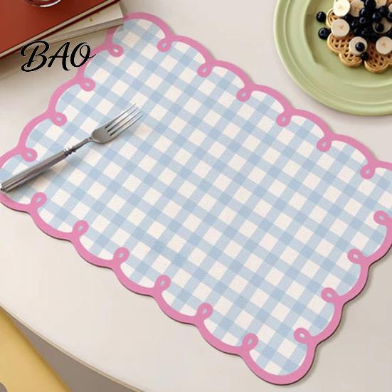 Water Absorbent Dry Mat Diatomite Plaid Placemat with Wavy Edge, Heat Resistant Non-slip Table Mat, Quick Drying for Kitchen Counter