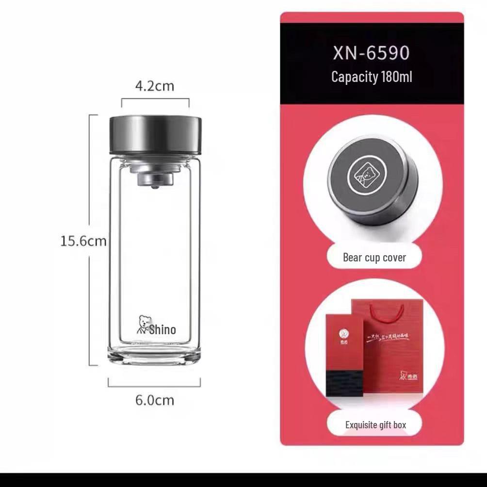 

Sinoglass Кружка стеклянная с двойными стенками большой вместимости для мужчин и женщин - Портативная, для бизнеса, офиса, автомобиля, подарок, для дома, простая чайная чашка