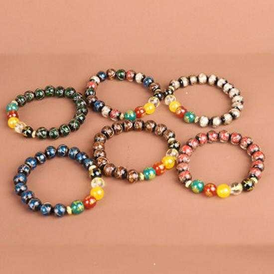 Incense Ash Glaze Bracelet: Classic Style with Gold Thread, Handcrafted Single Circle Jewelry