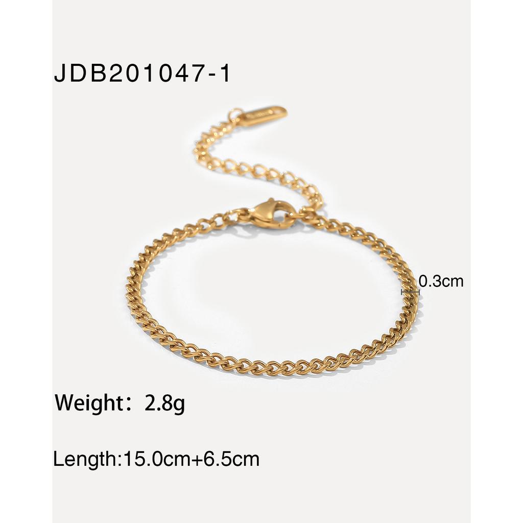 18k Gold Color Stainless Steel Chunky Chain Waterproof Thick Bracelets Punk Fashion Trendy Jewelry For Men Women