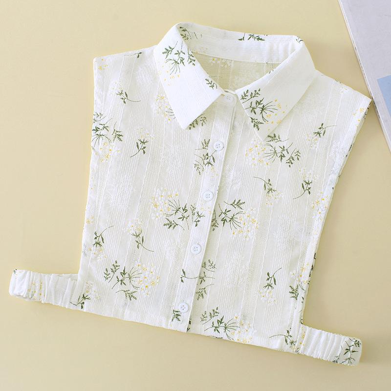 Women Cotton Printed Detachable Lapel Fake Collar Shirt White Ruffles False Collar Woman Removable False Blouse Nep Kraagie