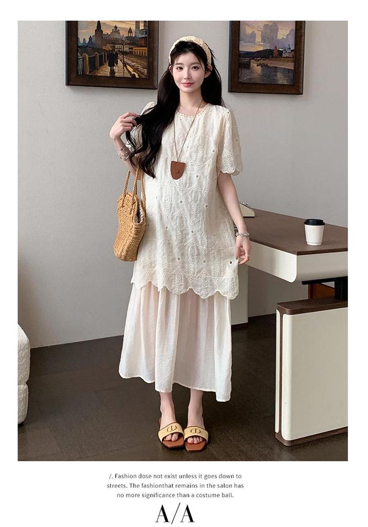 Spring/Summer 2026 Korean Plus Size Patchwork Maternity Dress