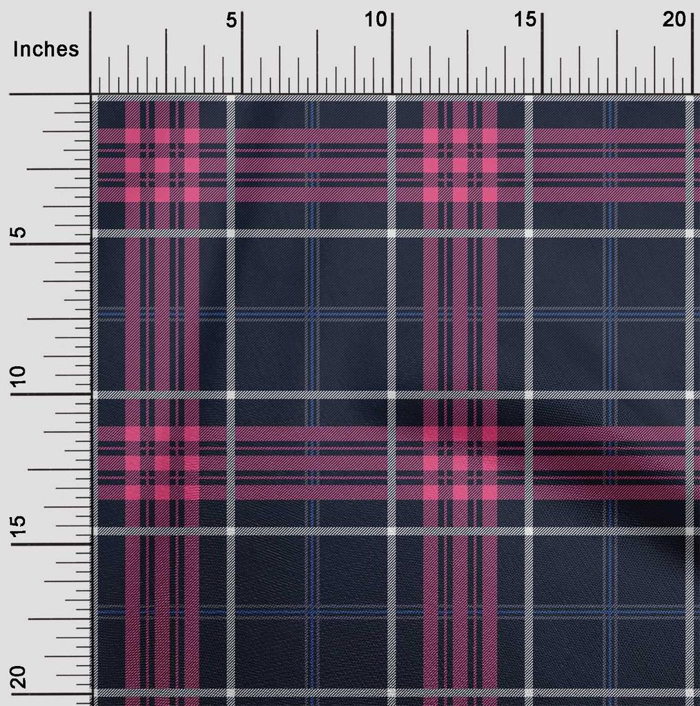 oneOone Tessuto di cotone flessibile con stampa a quadri tartan a metraggio, larghezza 40 pollici
