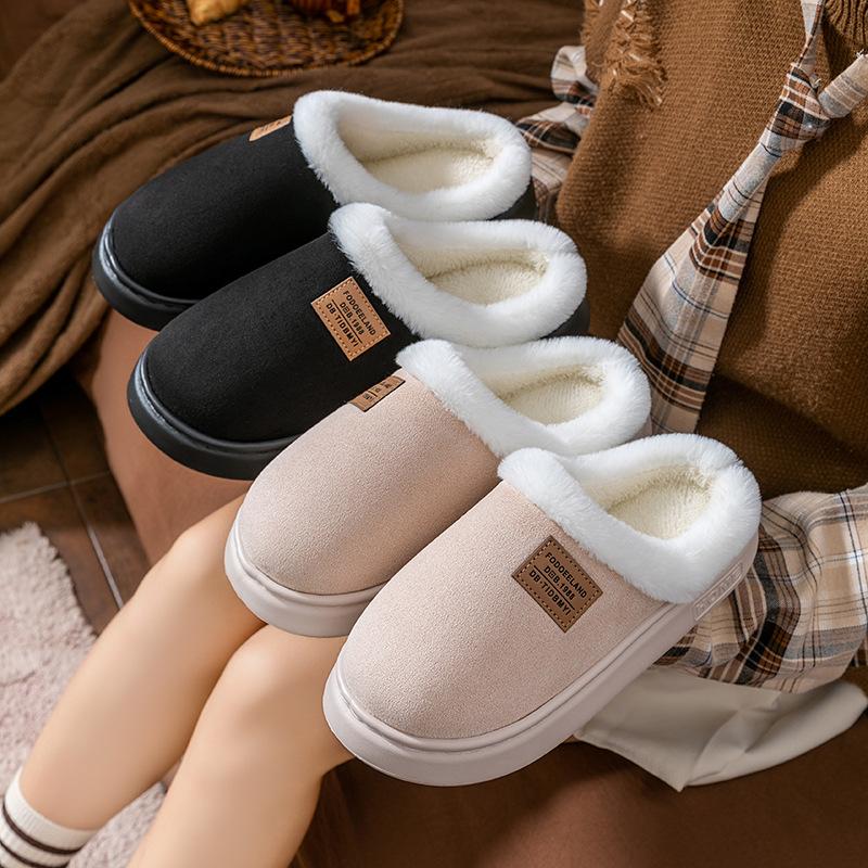 Cotton slippers home autumn and winter thick-soled plush shoes non-slip warm cotton shoes velvet couple cotton mop