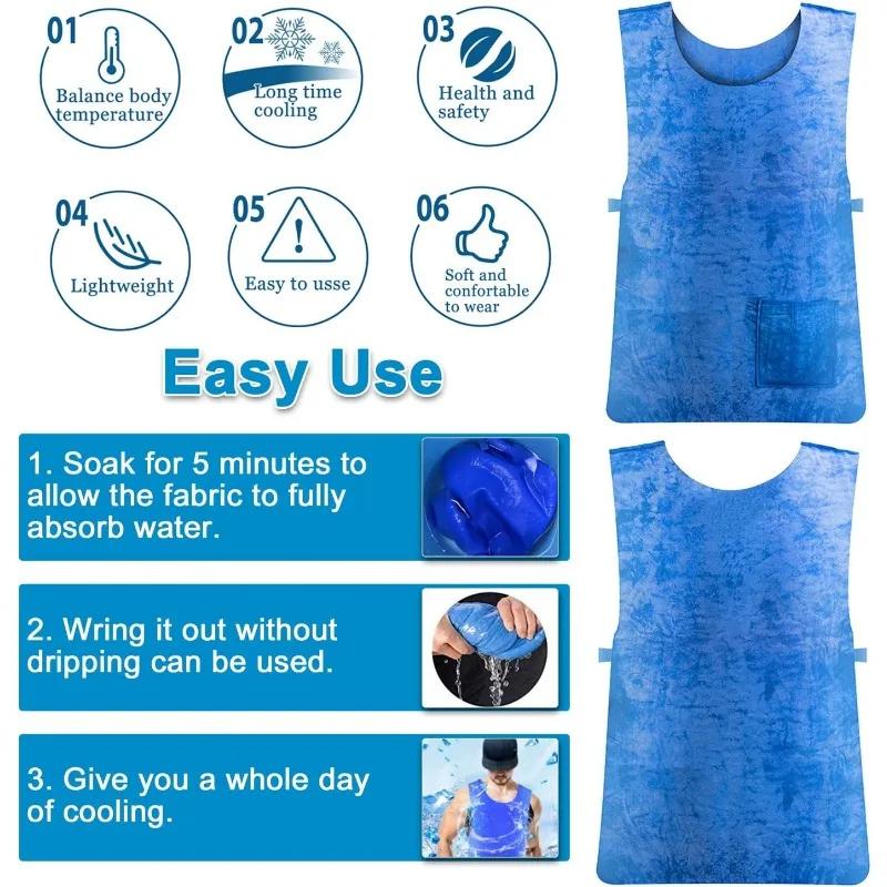 Colete de Resfriamento Camisa Fresca Evaporativa de Água Prevenção de Insolação Colete de Resfriamento por Evaporação de Gelo para Paciente com EM Trabalho ao Ar Livre