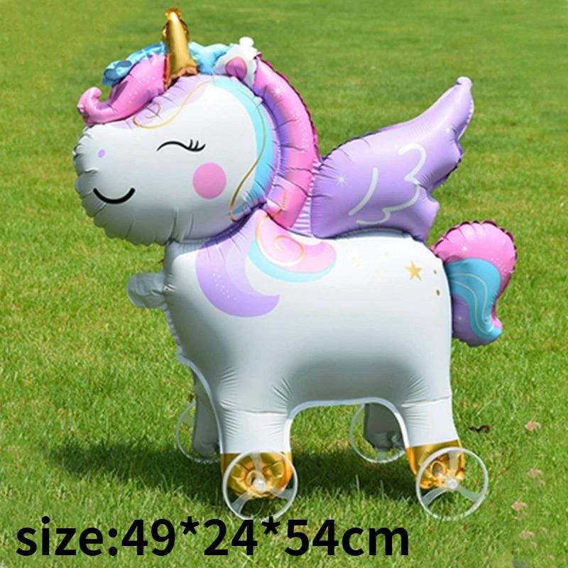 4D Dinosaur Dog Cat Standing Foil Balloons Animals Walking Balloon with Wheel for Kids Birthday Party Decoration Baby Shower