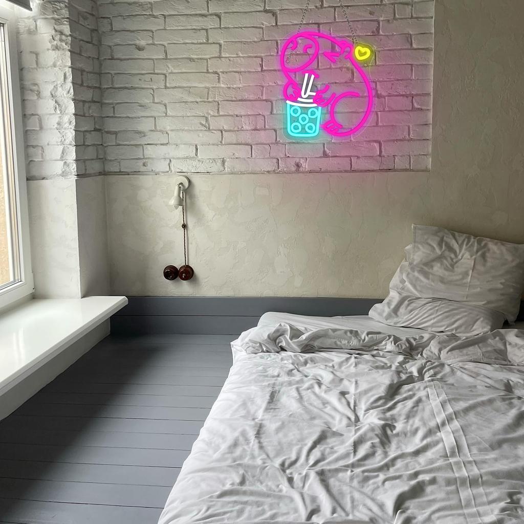 Capybara Neon Sign Capybara Tea Neon Signs for Baby Room Man Cave Bar Club Living Room Party Bedroom Gifts