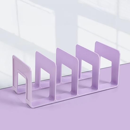 Acrylic Bookends with Four-Compartment Dividers Bookend Horizontal And Vertical Use Durable Acrylic Desktop Organizer for Office And Home
