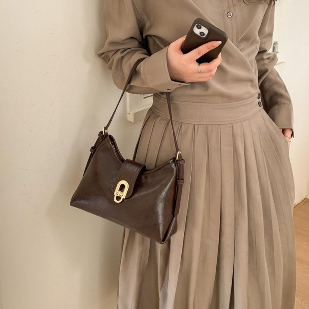 Crossbody Bag Women PU Vintage Lock Daily Commute