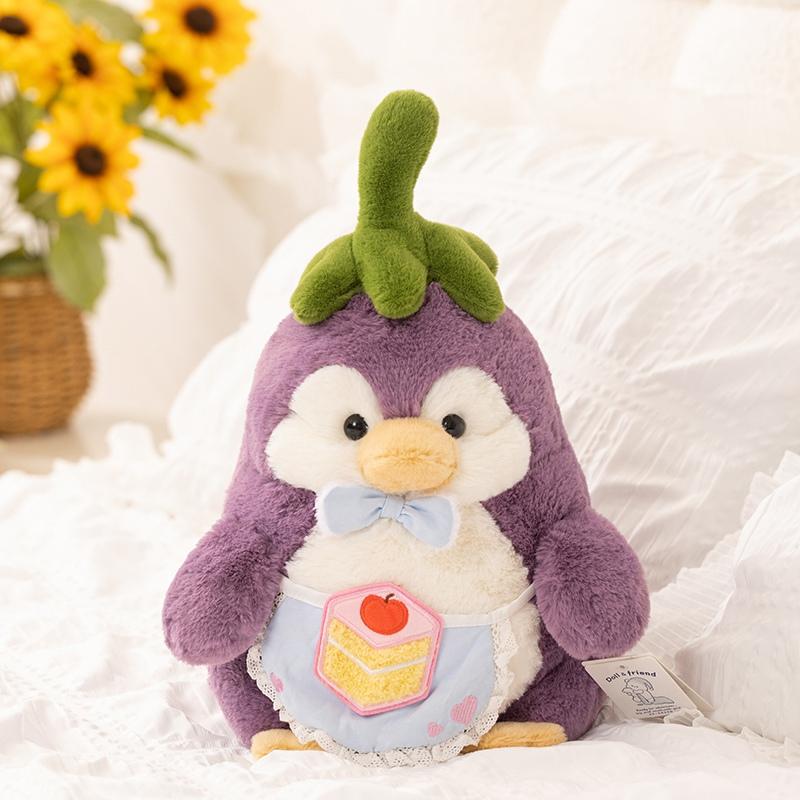 25-60cm Creative Purple Penguin Plushie Cute Penguin In Vegetable Eggplant Plush Toy Kawaii Christmas Gift Pillow
