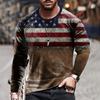 Vintage Men's T Shirt Long Sleeve Fall Tops Broken Flag Pattern 3D Printed War T Shirt Oversized Loose Street Sportswear Xs-7Xl