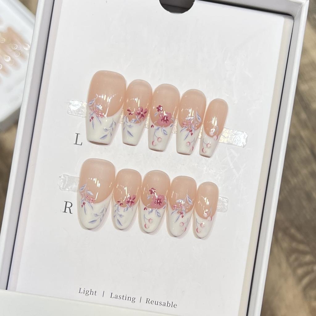 Pure Handmade Butterfly Wear Nail Plate French Fake Nail Patches Summer Nail Art Finished Pure Style