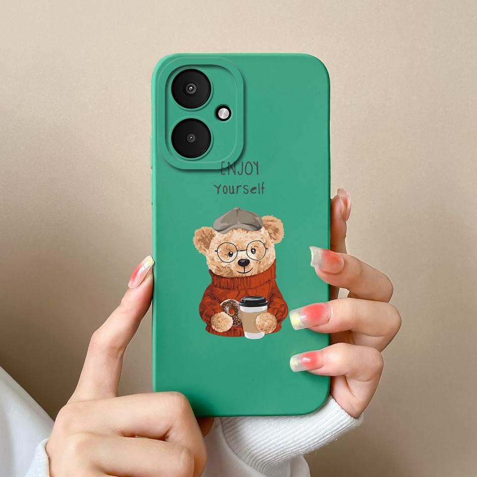 Flytende silikon for Xiaomi Poco X6 F5 Pro F6 M6 Pro 5G X 6 M 6 F 5 Deksel Panda tegneseriemønster Høykvalitets støtsikker telefonvesker Bumperhus
