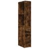 Narrow Bathroom Cabinet with Casters Smoked Oak Wood Based Material