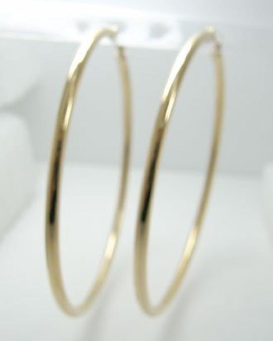 Schmuck Kotobuki Creolen Rohrgröße 2 mm x 50 mm Creolen 18 Karat 18 K K18 Gold für beide Ohren und Poliertuch-Set von (Ohrringe 2)