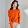 Women Crew Neck Solid Color Knit Sweater Long Sleeve Loose Fit Casual Ladies All Match Autumn Winter Basic Pullover