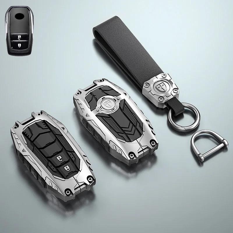Zinc Alloy Car Key Case Full Cover Shell for Toyota Models 2/3 Buttons Compatible with CHR C-HR RAV4 Land Cruiser Prius Camry Co