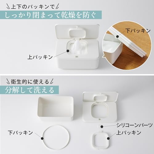 Marna Wet Wipe Case (One-Handed Open/Closes Securely to Prevent Drying) with Gasket, Gray Container W649GY