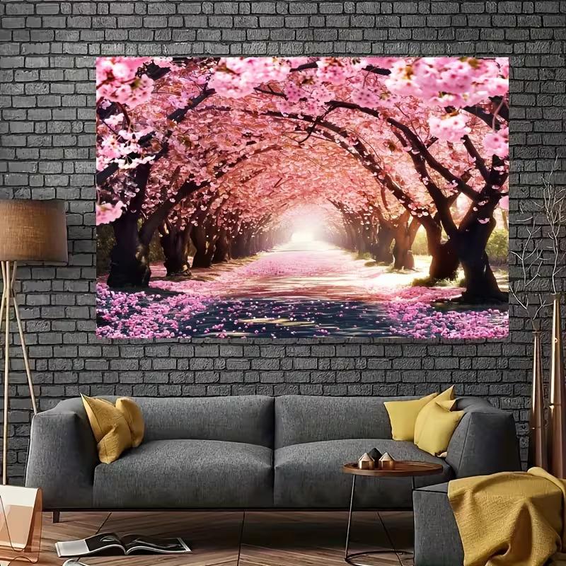 2D Tunel s třešňovými květy Fotografická kulisa Cesta sakur Pozadí