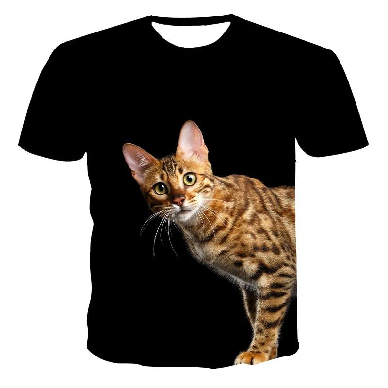 New summer 3D printing cute cat short-sleeved casual street sports breathable T-shirt