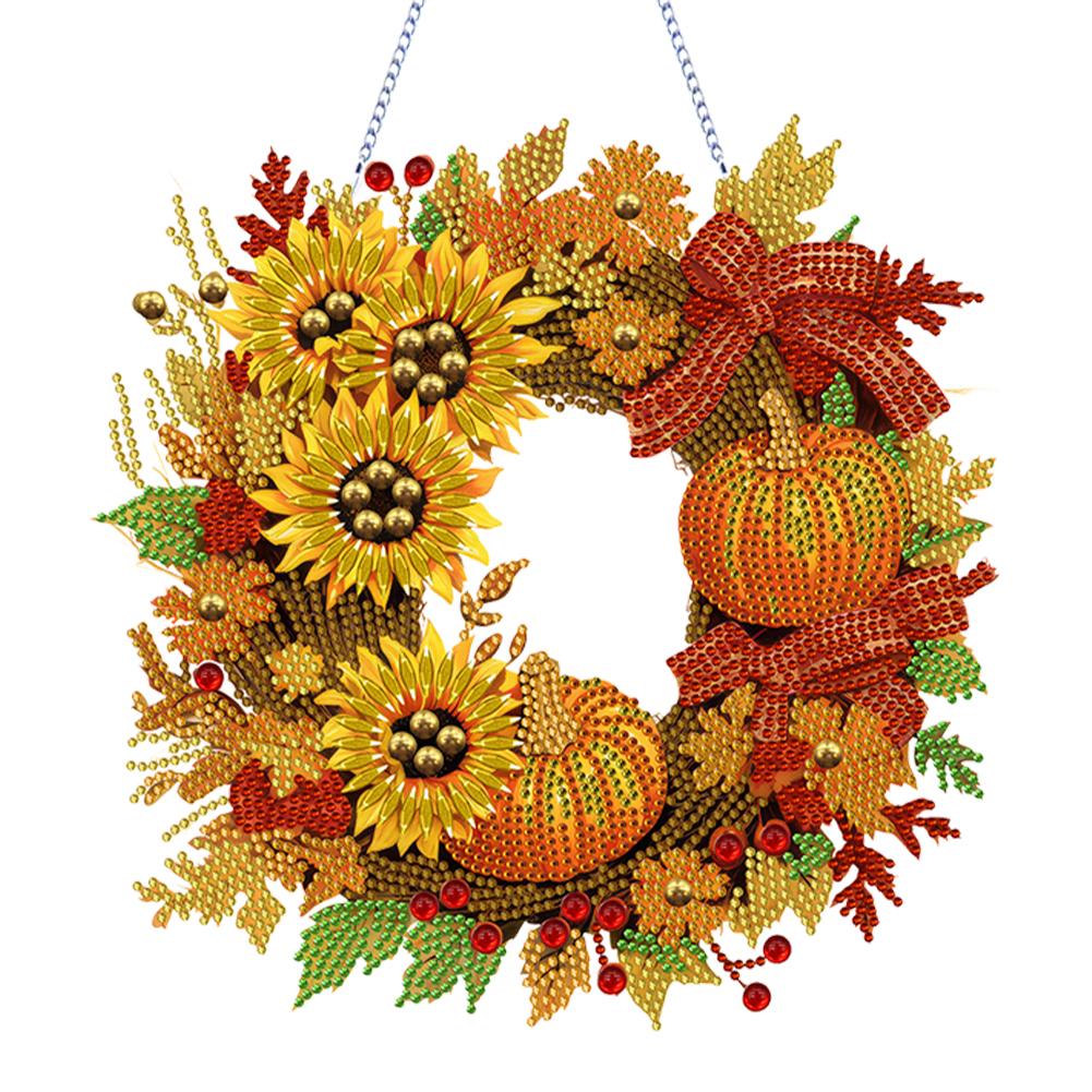 Special Shaped Diamond Painting Wall Decor Wreath Autumn Pumpkin Christmas Spot Drill Garland for Home Window Door Decor Gift