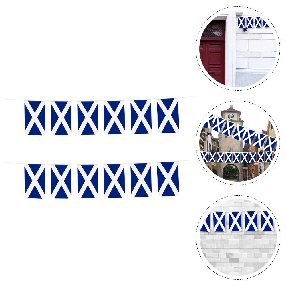 2 Pcs Scotland String Flags Decor Decorations Party Banner Polyester Outdoor Hanging Oraments