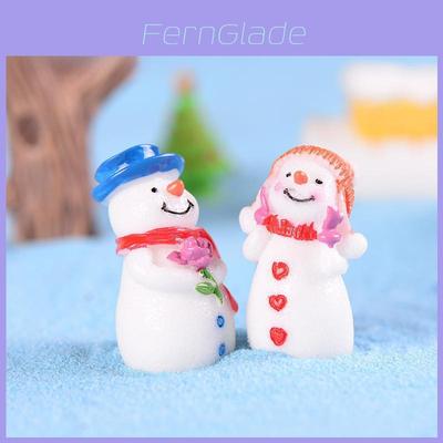 Adorable Resin Christmas Couple Snowman Figurines Perfect For Diy Miniature Gardens