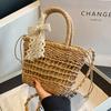 Handmade Woven Bag Women's New Trendy Straw Woven Beach Bag Women Ins Japanese Girl One Shoulder Handbag Women