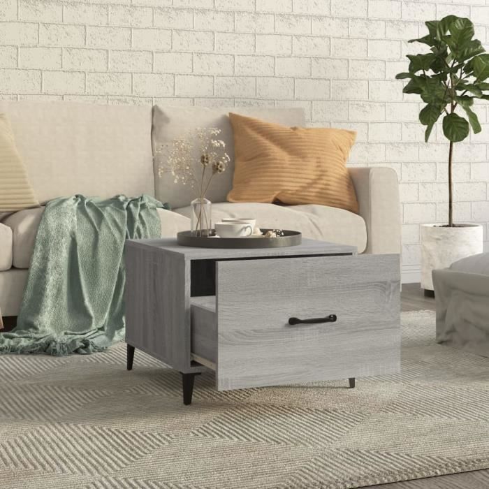 VidaXL Table basse avec pieds en métal Sonoma gris 50x50x40 cm 817539