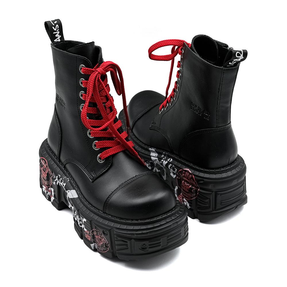 Zimní Punkové Platformové Bojové Boty Masivní Podrážka Unisex Vysoké Martin Boots