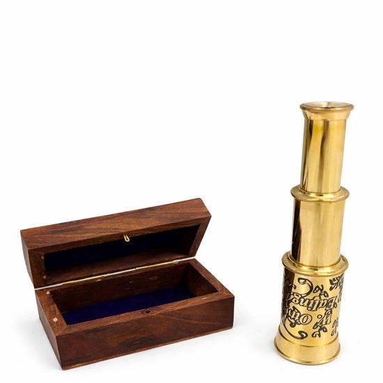 15.24 cm Ottaway London Brass Telescope with Wooden Box, Nautical SpyglassTelescope, Antique Brass