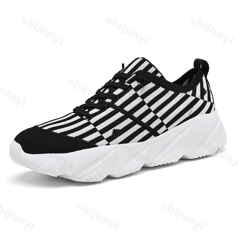 Fashion 2025 Autumn New Men's Strip Design Fashion Casual Low Top Thick Sole Shoes Fly Weave Breathable Mesh Comfortable Chunky sneakers