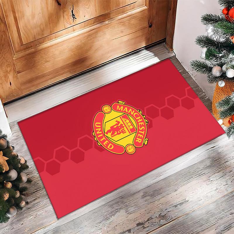Manchester United Theme rug Soft Crystal Velvet Area Rug Non-Slip Floor Carpet for Living Room Bedroom Nursery
