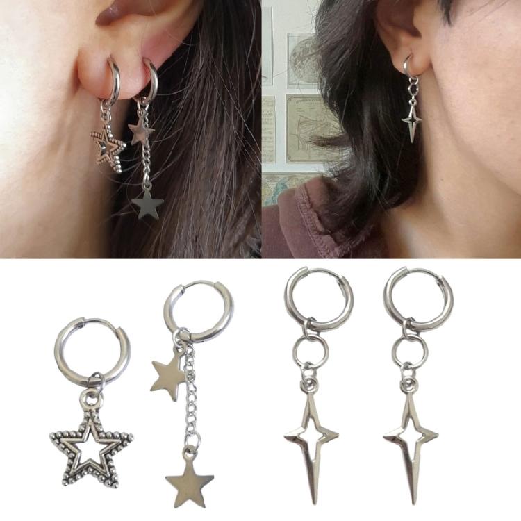 Silver Earring Fashion Star Pendant Earrings for Women Ladies Girls