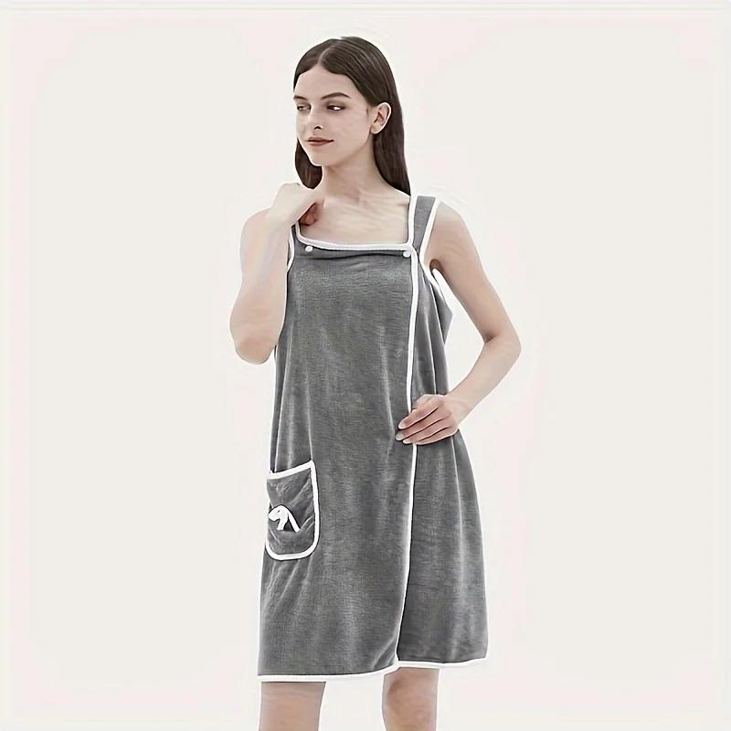 Badetuch Haushalt Damen Tragbar Wickel Erwachsene Wasserabsorbierend Polyester Trockenhaar Rock Langer Stil Badezimmer Waschbar Bademantel